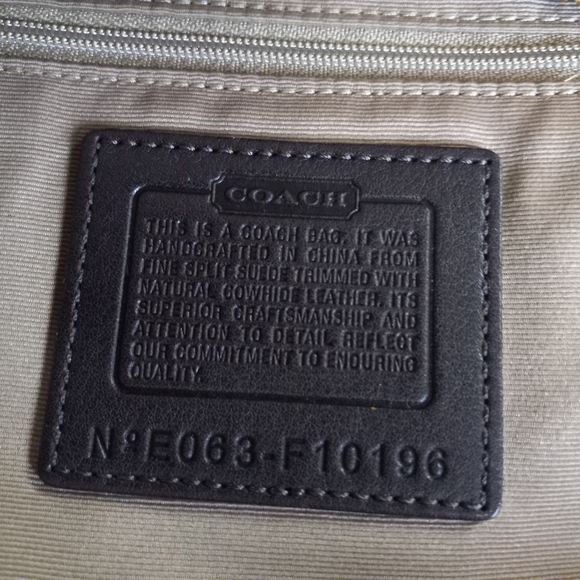 Coach Carly, Suede Shoulder/Tote Bag In Taupe - Picture 13 of 14